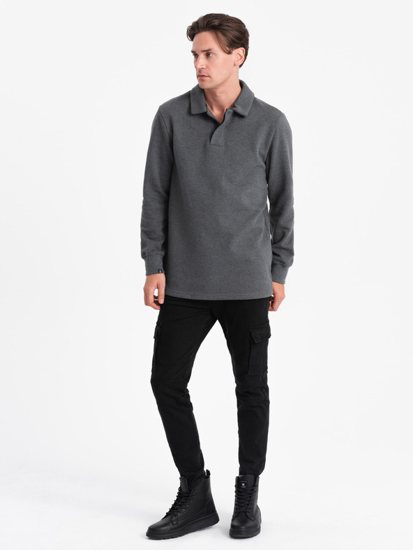 Ombre Clothing Siva muška osnovna majica s kragnom Ombre Clothing