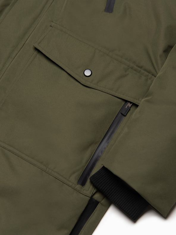 Ombre Clothing Zelena muška zimska jakna s umjetnim krznom Ombre Clothing Alaskan