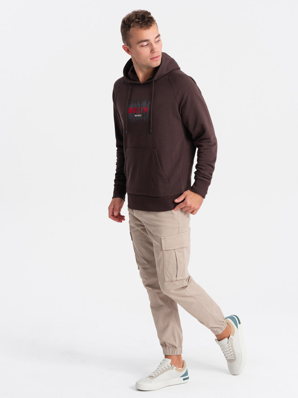 Ombre Clothing Tamno smeđa muška majica s printom Ombre Clothing