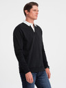 Ombre Clothing Crna muška majica s kragnom Ombre Clothing