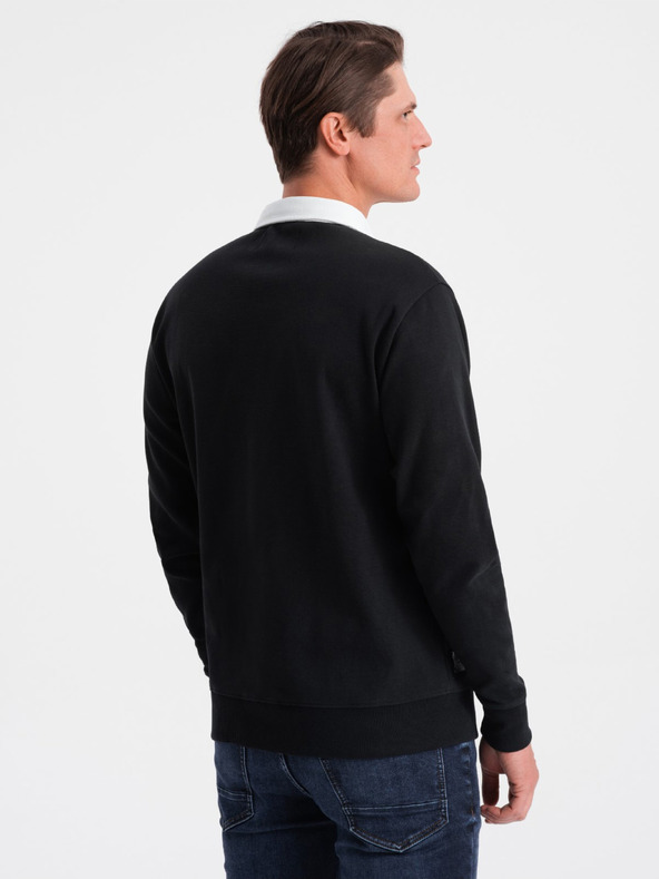Ombre Clothing Crna muška majica s kragnom Ombre Clothing