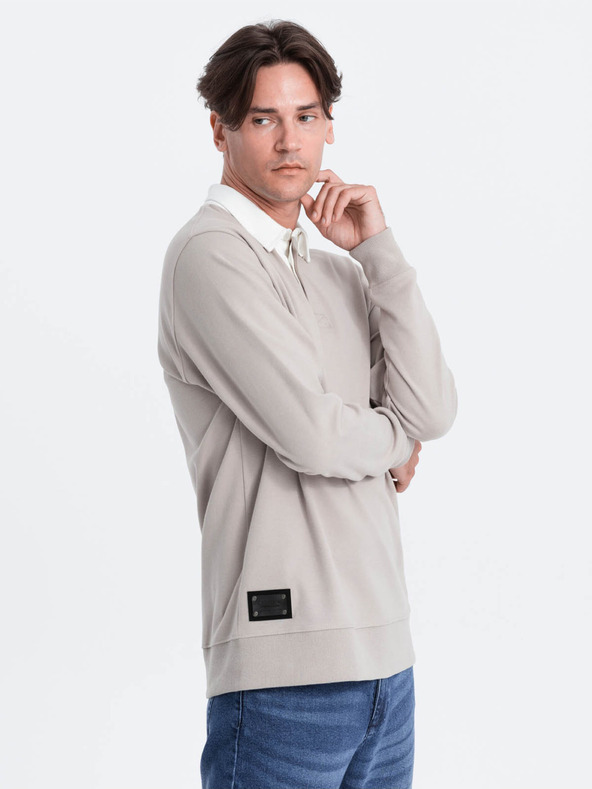 Ombre Clothing Svijetlo sivi muški sweatshirt s kragnom Ombre Clothing