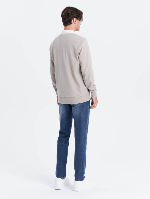 Ombre Clothing Svijetlo sivi muški sweatshirt s kragnom Ombre Clothing