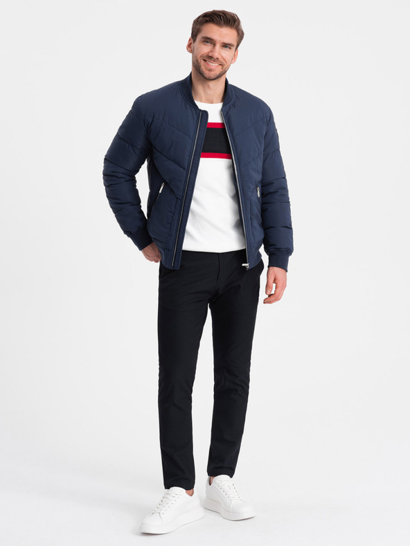 Ombre Clothing Tamnoplava muška prošivena bomber jakna Ombre Clothing