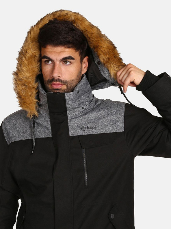 Kilpi Crna muška zimska jakna s umjetnim krznom Kilpi ALPHA