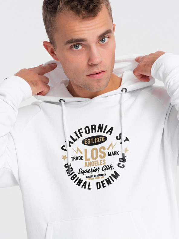 Ombre Clothing Bijela muška majica s printom Ombre Clothing