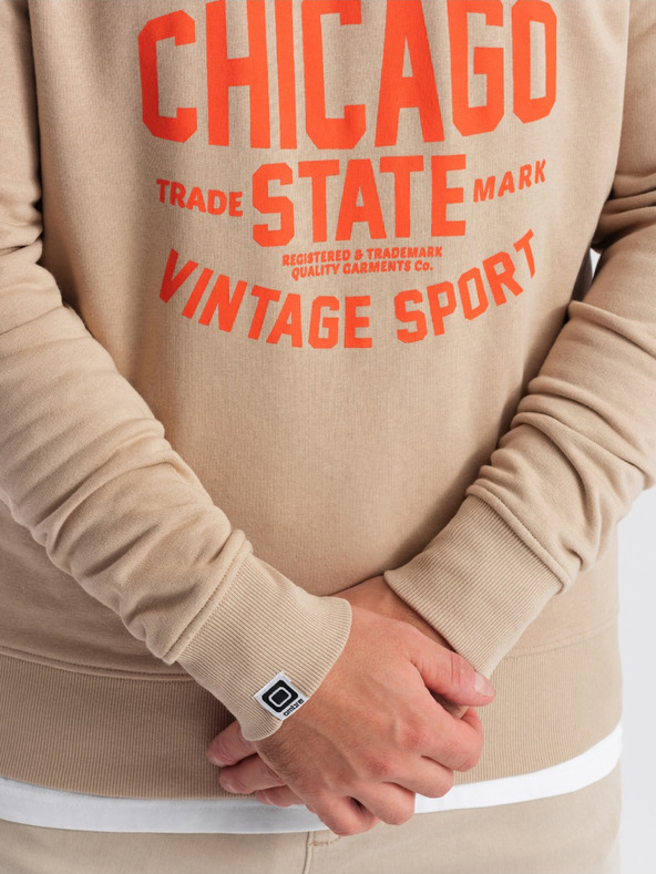 Ombre Clothing Bež muška majica s printom Ombre Clothing