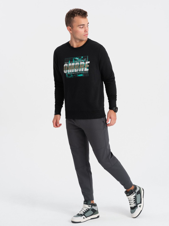 Ombre Clothing Crna muška majica s printom Ombre Clothing