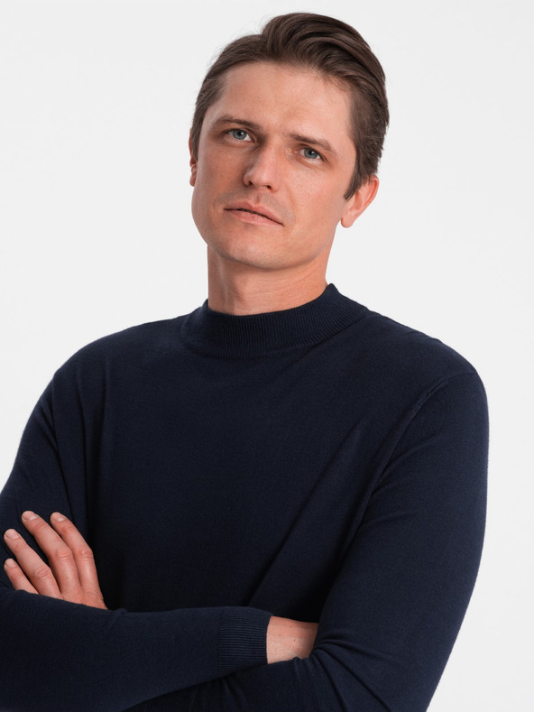 Ombre Clothing Tamnoplavi muški osnovni džemper s podignutim ovratnikom Ombre Clothing