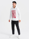 Ombre Clothing Crveno-bijeli muški sweatshirt s kapuljačom i printom Ombre Clothing