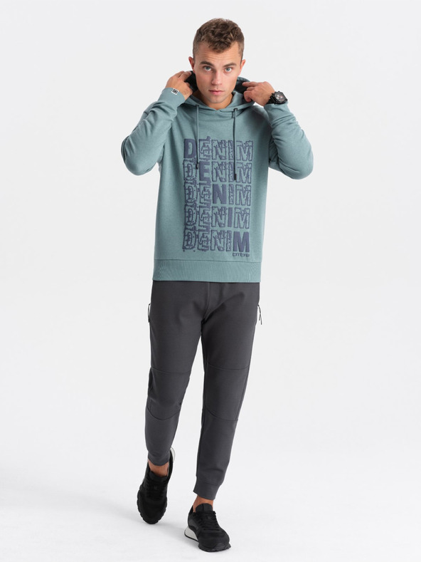 Ombre Clothing Plava muška majica s kapuljačom s printom Ombre Clothing