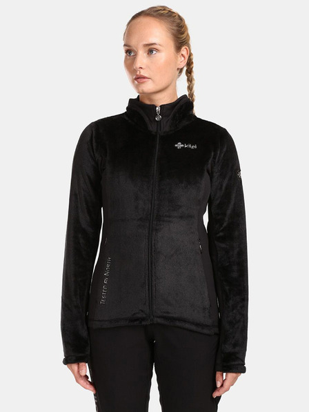 Kilpi Crna ženska majica s kapuljačom od flisa s patentnim zatvaračem Kilpi SKATHI