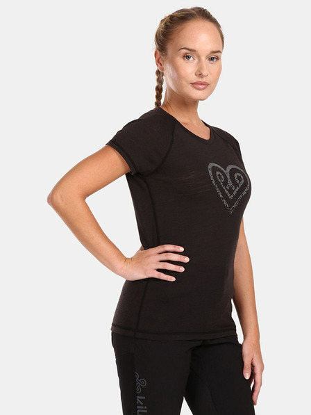 Kilpi Crna ženska majica s dodatkom vune Kilpi ZARJA