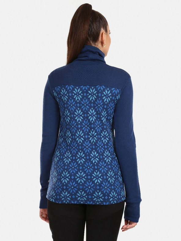 Kilpi Tamnoplava ženska majica s uzorkom i dolčevitom od merino vune Kilpi JANNU