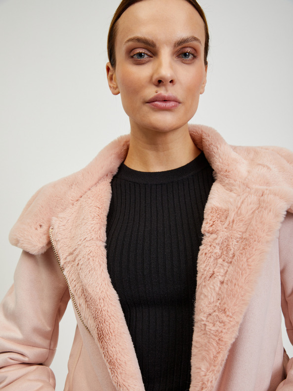 Orsay Ružičasta ženska jakna od brušene kože ORSAY