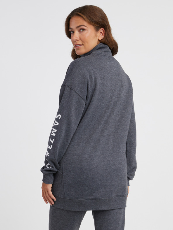 Sam 73 Siva ženska majica s brindovima i patentnim zatvaračem SAM 73 Asajj