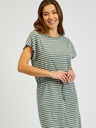 Sam 73 Bijelo-zelena ženska haljina na pruge s vezama SAM73 Sagitta