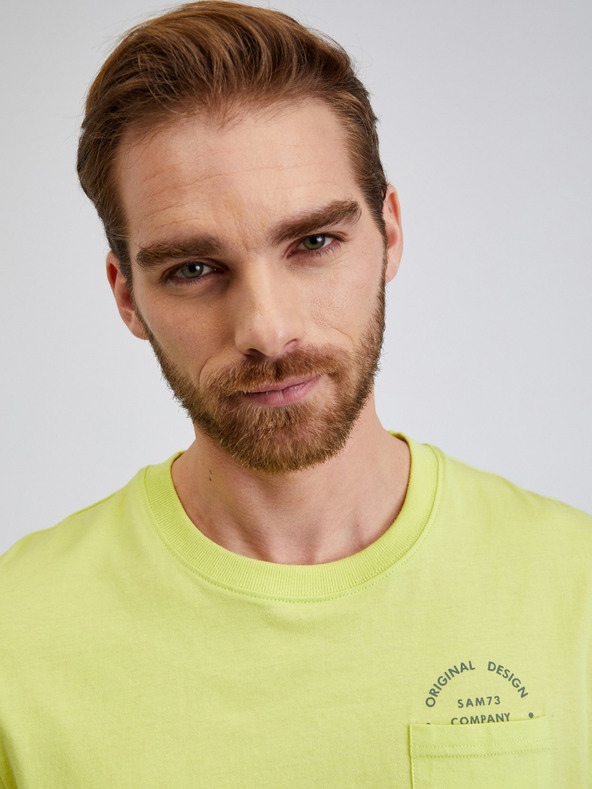 Sam 73 Žuta muška pamučna majica s džepom SAM73 Fenaklid