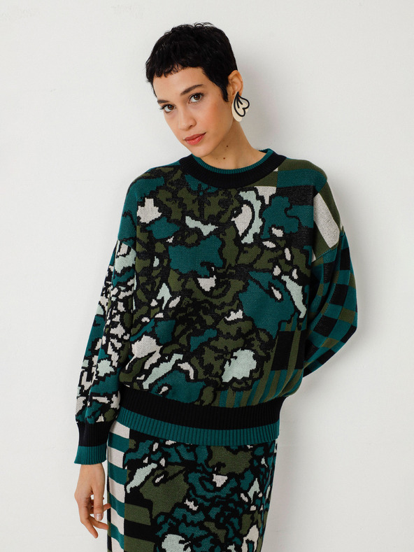 SKFK Zeleni ženski cvjetni pulover SKFK Suéter Larhun