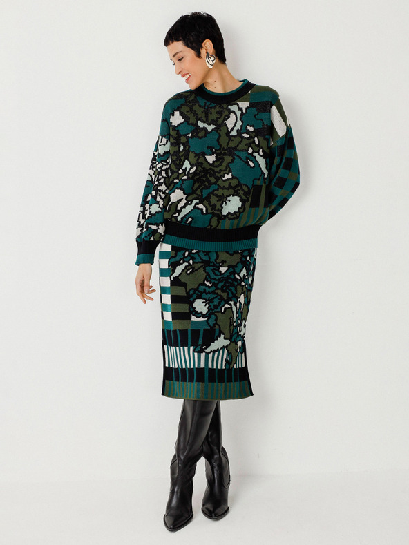 SKFK Zeleni ženski cvjetni pulover SKFK Suéter Larhun
