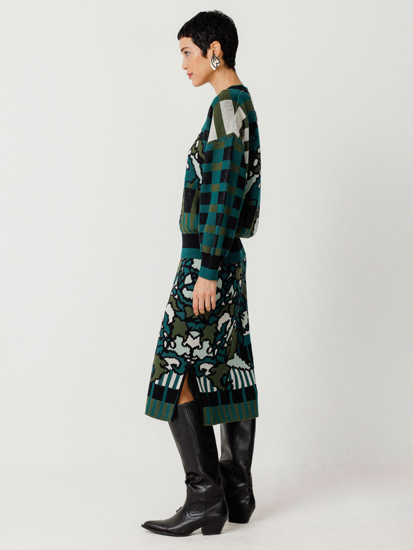 SKFK Zeleni ženski cvjetni pulover SKFK Suéter Larhun