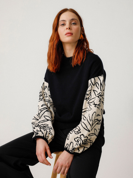 SKFK SKFK krem-crni ženski džemper Aitza džemper