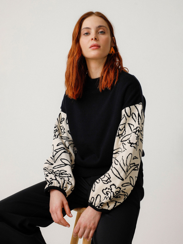 SKFK SKFK krem-crni ženski džemper Aitza džemper