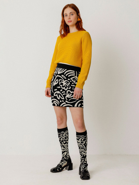 SKFK Krem-crna ženska cvjetna suknja SKFK Falda Karia