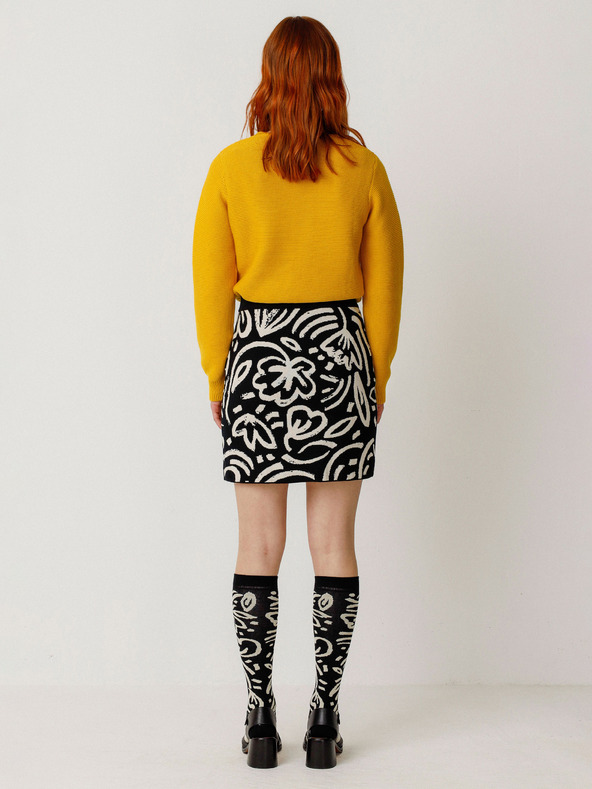 SKFK Krem-crna ženska cvjetna suknja SKFK Falda Karia