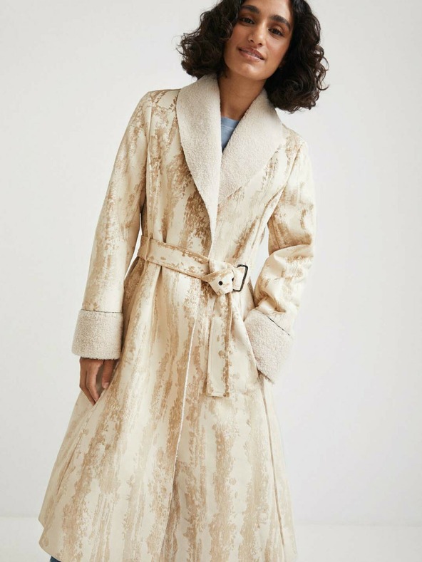 Desigual Bež ženski kaput Desigual Marvelous s uzorkom