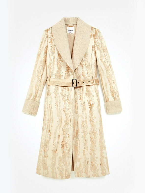 Desigual Bež ženski kaput Desigual Marvelous s uzorkom