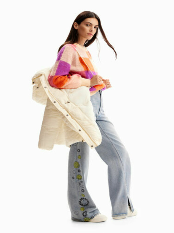 Desigual Ženska zimska jakna Desigual Tulip krem ​​boje