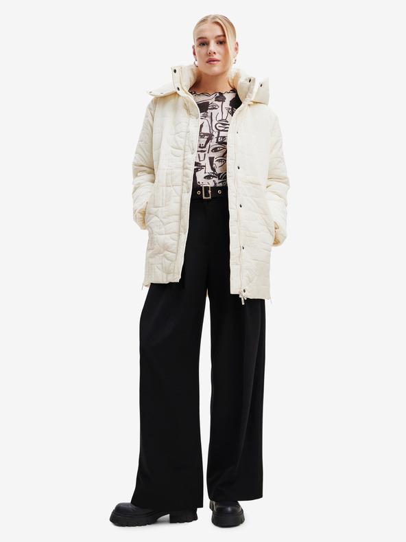 Desigual Ženska zimska jakna Desigual Tulip krem ​​boje