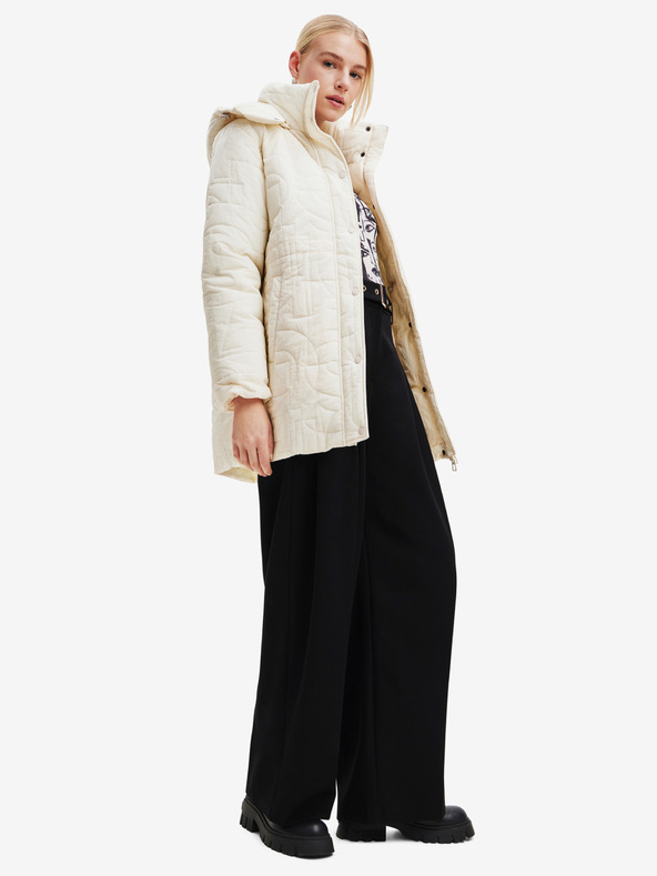 Desigual Ženska zimska jakna Desigual Tulip krem ​​boje