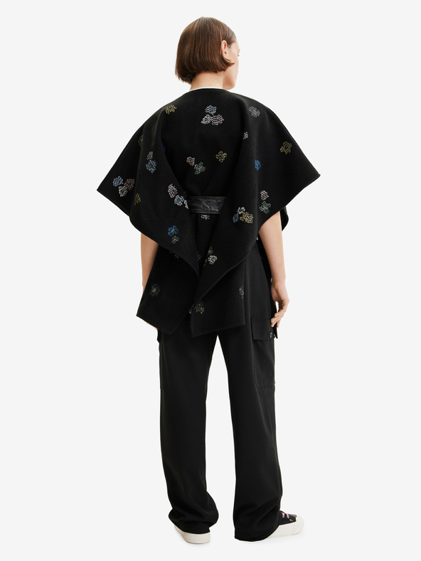 Desigual Crni ženski pončo s uzorkom Desigual Threadflor Milan
