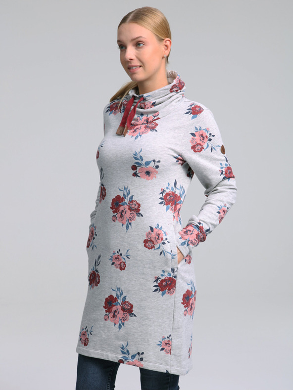 Loap Svijetlo siva ženska cvjetna haljina LOAP Ebuna