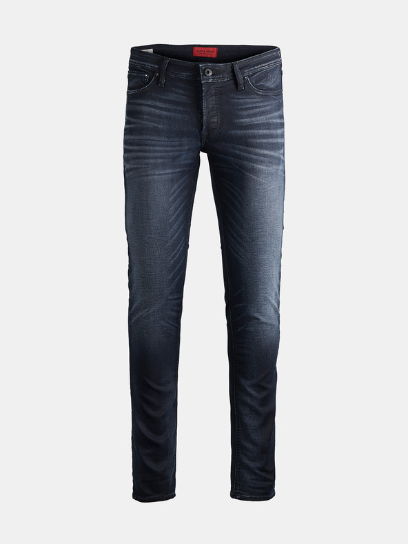 Jack & Jones Tamnoplave slim fit traperice s otrcanim efektom Jack & Jones Glenn
