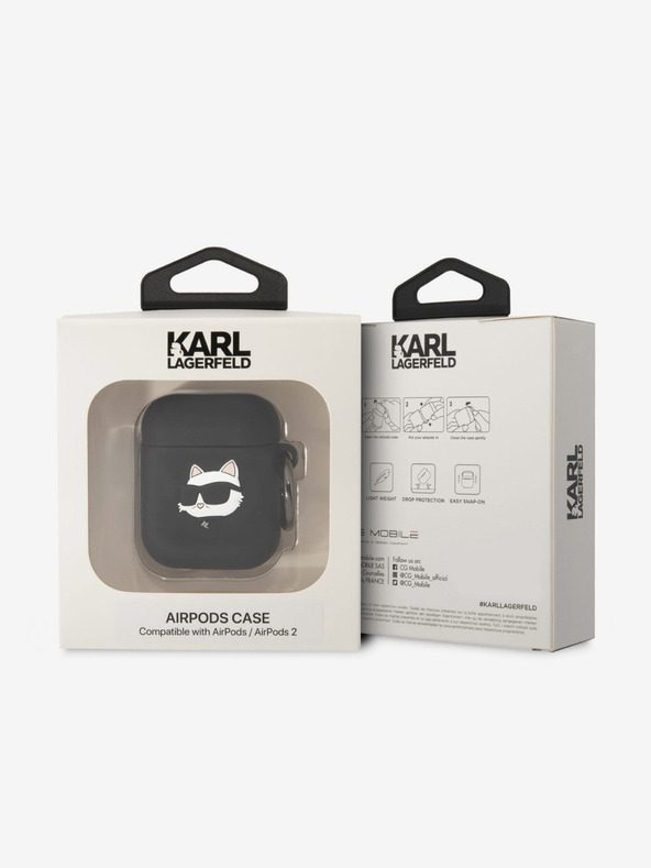 Karl Lagerfeld 3D Logo NFT Choupette Head Silikonska maska ​​za Airpods 1/2 crna Karl Lagerfeld
