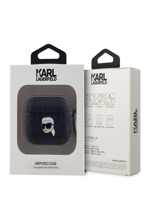 Karl Lagerfeld Karl Lagerfeld PU reljefna maska ​​Karl Head za AirPods Pro crna