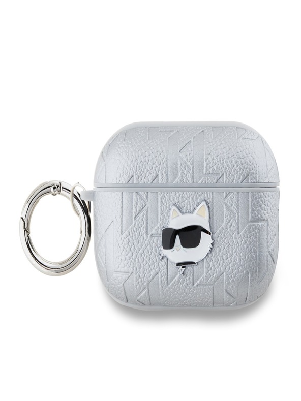 Karl Lagerfeld Karl Lagerfeld PU reljefna Choupette maska ​​za glavu za AirPods Pro 2 srebrna
