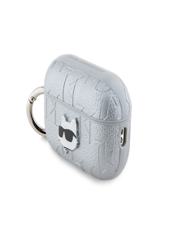 Karl Lagerfeld Karl Lagerfeld PU reljefna Choupette maska ​​za glavu za AirPods Pro 2 srebrna