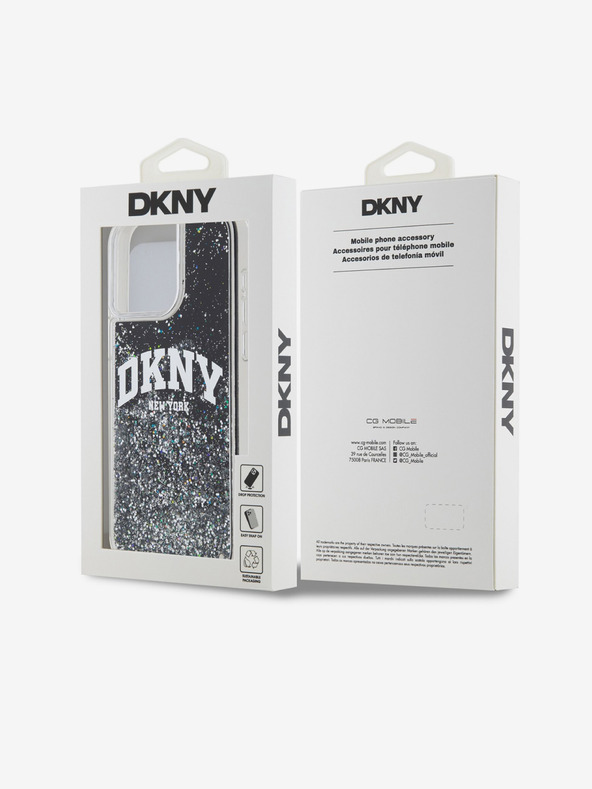 DKNY Stražnja maska ​​s logotipom Liquid Glitter Arch za iPhone 13 Pro Max crna DKNY