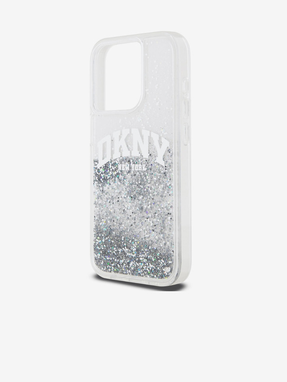 DKNY Stražnja maska ​​s logotipom Liquid Glitter Arch za iPhone 14 Pro prozirna DKNY