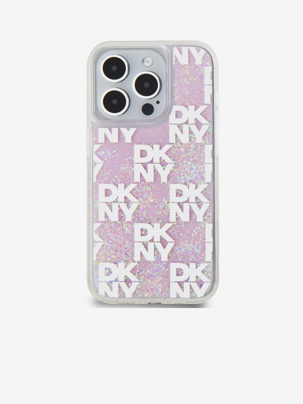 DKNY Stražnja maska ​​s tekućim svjetlucavim kariranim uzorkom za iPhone 15 Pro, ružičasta DKNY