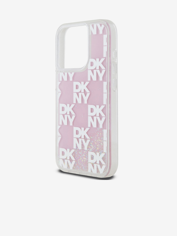 DKNY Stražnja maska ​​s tekućim svjetlucavim kariranim uzorkom za iPhone 15 Pro, ružičasta DKNY