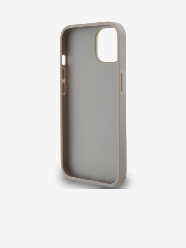 DKNY Stražnja maska ​​s kariranim uzorkom i prugama od PU kože za iPhone 14 bež DKNY