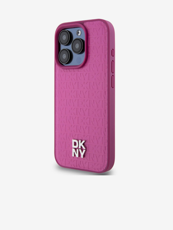 DKNY PU kožna ponovljena šara s logotipom Magsafe stražnja maska ​​za iPhone 15 Pro Max ružičasta DKNY