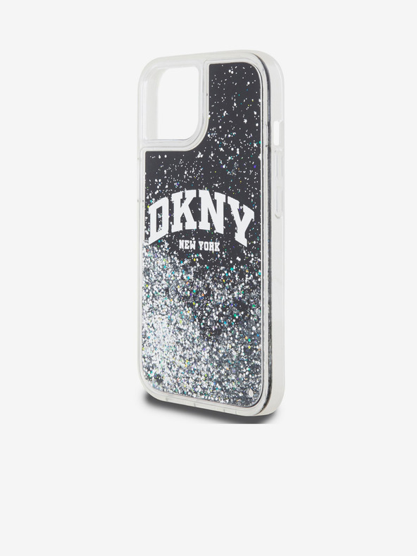 DKNY Stražnja maska ​​s logotipom Liquid Glitter Arch za iPhone 14 crna DKNY