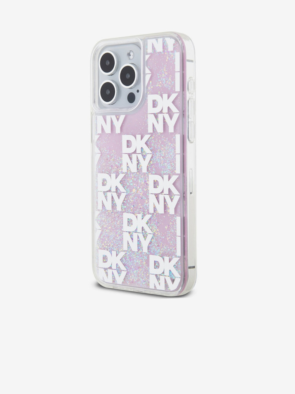 DKNY Stražnja maska ​​s tekućim svjetlucavim kariranim uzorkom za iPhone 15 Pro Max ružičasta DKNY