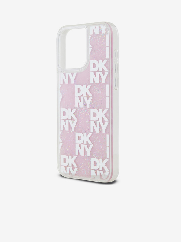 DKNY Stražnja maska ​​s tekućim svjetlucavim kariranim uzorkom za iPhone 15 Pro Max ružičasta DKNY